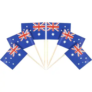 Grosir OEM Australia bendera tusuk gigi dua sisi dan negara yang berbeda ujung Cupcake stik Mini kecil dihias