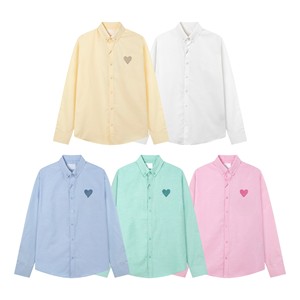 Chemise habillée de luxe pour <span class=keywords><strong>homme</strong></span> en coton à manches longues, style polo, avec motif cœur brodé, respirante, style parisien populaire, collection printemps - Product Image 1
