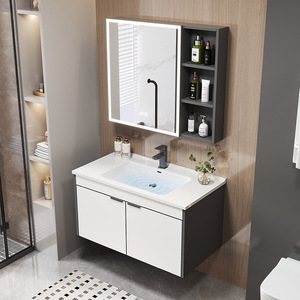 Thickened Honeycomb Space Aluminum Modern Water Resistant Wall-mounted Smart <b>Mirror</b> Included Bathroom <b>Vanity</b> Integrated Ceramic - Product Image 3