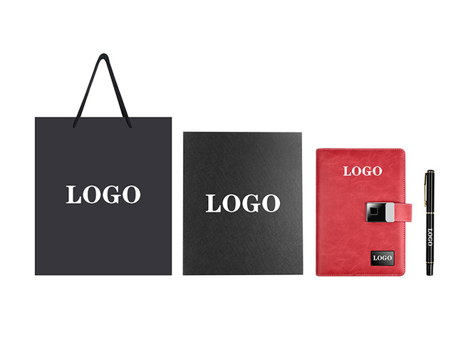 Top Grade Custom Business Smart Notebook Gifts Set Power Bank Notebook  With Wireless Charging Fingerprint Lock Thank You Bag
