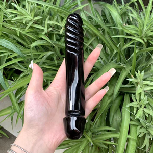 Bâton de massage en obsidienne noire naturelle, jouet sexuel, masturbateur, baguette yoni, 17,5 cm, 350 g, fait main, pour exercices de Kegel et massage thérapeutique - Product Image 3