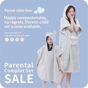 Peignoir <span class=keywords><strong>Cape</strong></span> à Capuche en Polaire Corail Épaisse, Ultra-Absorbante et à Séchage Rapide, Chaude, <span class=keywords><strong>pour</strong></span> Femme <span class=keywords><strong>Adulte</strong></span> et Enfant - Product Image 1