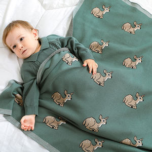 Mmixiong Soft Tuch Couvertures Cartoon Bambi Tricoté Bébé Couverture Pur Coton Conception Personnalisée Babe Poussette Wrap Usine de Haute Qualité - Product Image 1