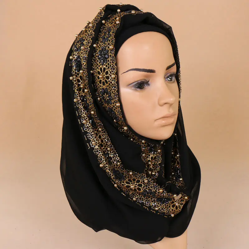 Neues Produkt Diamant Chiffon Frauen Long Hijab Schal Muslim Lady Hijab Caps Islamische Kleidung Türkische Turban Schal Kopftücher