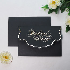 Tri-fold Pocket Folder Transparent Acrylic Invitation <strong>Cards</strong> with <strong>Rsvp</strong> <strong>Card</strong> and Gold Foil Text for Wedding Party - Product Image 4