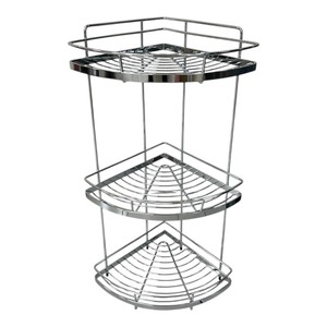 Estante Esquinero de Baño Moderno de Tres Niveles, Independiente, de Acero Inoxidable Galvanizado, Organizador de Almacenamiento para Ducha - Product Image 1