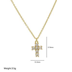 Collar con Colgante de Cruz de Moda, Joyería de Buena Suerte, con Circonita, Resistente al Agua, Chapado en Oro, con Piedra de Nacimiento, para Hombre y Mujer - Product Image 6