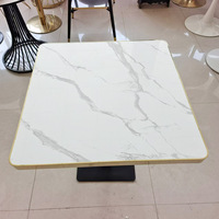 Table carrée légère de luxe en acier inoxydable simple table à manger en forme de roche table en métal pour balcon extérieur café thé au lait
