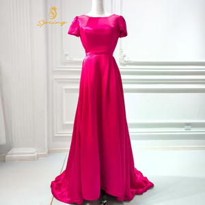 S0461L 2026 nuova moda rosa rossa girocollo a manica lunga <span class=keywords><strong>abito</strong></span> <span class=keywords><strong>da</strong></span> sera in raso <span class=keywords><strong>cerimonia</strong></span> per adulti <span class=keywords><strong>abito</strong></span> <span class=keywords><strong>da</strong></span> sera di fascia alta - Product Image 1