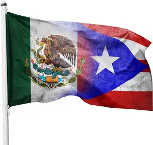Lote Por Atacado México 3x5Ft Porto Rico 100% Poliéster Boricua Bandeira Porto Rico Bandeira