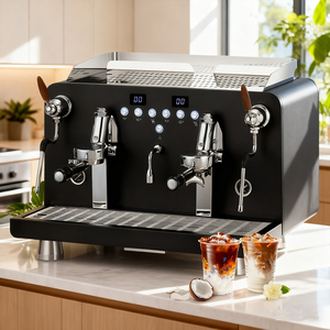Machine à expresso professionnelle semi-automatique à double tête en acier inoxydable, capacité 12L, 9 bars - Product Image 1