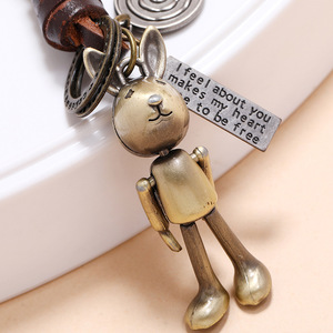 Retro Cổ Điển Mạ Hợp Kim Keychain Tay Dệt Phim Hoạt Hình Robot Da Bò Mặt Dây Chuyền Sáng Tạo Đơn Giản Món Quà Nhỏ Cho Các Bên - Product Image 2
