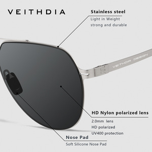 Veithdia Men Sunglasses Stainless Steel Nylon Lens UV400 Polarized Driving Outdoor Fashion - Product Image 5