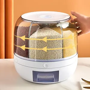 ECOBOX 360 도 회전 주방 플라스틱 밀봉 쌀 곡물 디스펜서 건조 식품 저장 용기 상자 식품 디스펜서