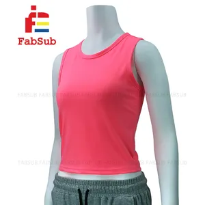 Crop Tank Top Polyester Blanks Cotton Feel Like Sleeveless T Shirts Sublimation Women's 100% Polyester Tank Top
