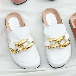 Nuove <span class=keywords><strong>Ciabatte</strong></span> da Donna <span class=keywords><strong>con</strong></span> <span class=keywords><strong>Catene</strong></span> Metalliche, Stile Europeo e Americano, Mezze <span class=keywords><strong>Ciabatte</strong></span> alla Moda, Casual e Comode - Product Image 4