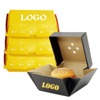 Boîte à hamburger personnalisée de haute qualité, design de marque, emballage pour la restauration rapide, boîte à hamburger compostable en papier kraft ondulé