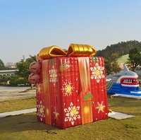Ballon publicitaire gonflable en forme de boîte cadeau pour Noël en extérieur, avec lumières LED, en PVC, certifié CE/TUV
