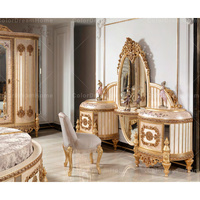 Lit rococo de style antique lit royal cadre en bois ensemble de meubles de chambre à coucher turquie taille queen de haute qualité