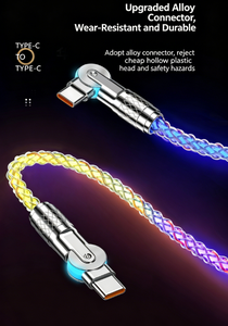 Cable USB C de Carga Rápida con LED Giratorio de 180 Grados, Cable Luminoso Tipo C a C <span class=keywords><strong>para</strong></span> <span class=keywords><strong>iPhone</strong></span> y Samsung - Product Image 5
