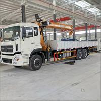 Grue montée sur camion 6x4 robuste de 12 tonnes avec flèche télescopique à 5 sections, levage hydraulique, caisse de chargement de 8,4 m, norme Euro 6