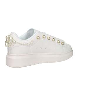Sneakers Donna SASS250202 Bianco Oro con Decorazioni in Perle, Scarpe di Tela alla Moda - Product Image 5