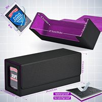 Torson 35PT Boîte de rangement pour cartes de jeu Yugioh en cuir PU hautement transparent avec fenêtre magnétique pour cartes à collectionner
