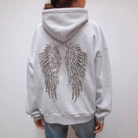 Nouvelle collection Automne/Hiver 2026 : Ensemble décontracté chic pour femme – Sweat sans manches à col en V en mélange de coton avec sequins ailes d'ange et pantalon assorti, polyvalent et élégant