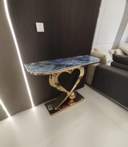 La más nueva mesa de consola superior de mármol de lujo moderno diseñador de acero inoxidable hall de entrada mesa de gama alta muebles de sala de estar - Product Image 5