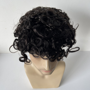 <span class=keywords><strong>Bouclés</strong></span> Topper <span class=keywords><strong>cheveux</strong></span> humains pour hommes Australie suisse dentelle hommes système de <span class=keywords><strong>cheveux</strong></span> avec Pu périmètre 19mm Curl <span class=keywords><strong>cheveux</strong></span> toupet perruque hommes - Product Image 4