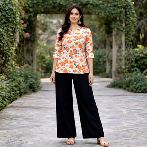 <b>Women's</b> Floral Printed Cotton <b>Kurta</b> Set Loose Fit Casual Summer Style India Pakistan Ethnic Wear - Product Image 1