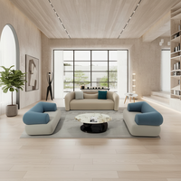 Ensemble de canapé modulaire créatif moderne et table basse, revêtement en cuir synthétique, design incurvé, bureau en bois écologique