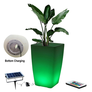 Pot de fleurs lumineux LED intelligent IP65 résistant aux intempéries, 16 couleurs RVB, alimenté par piles, pour terrasse extérieure, jardin, mur, paysage en plastique - Product Image 6