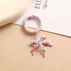 귀여운 나비 펜던트 키체인 DIY 금속 라이트 키체인 만화 스타일 실크스크린 프린팅 - Product Image 4