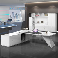 Ensemble de bureau de direction modulaire en L moderne avec chaise, plateau supérieur en bois, tiroirs de rangement, usage commercial, construction en MDF durable