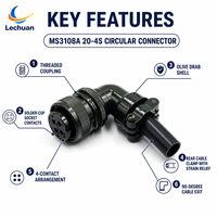 Connecteur circulaire MS3108A 20-4S série 5015, 4 broches, femelle, angle droit, montage sur câble, pour laboratoire médical et CVC