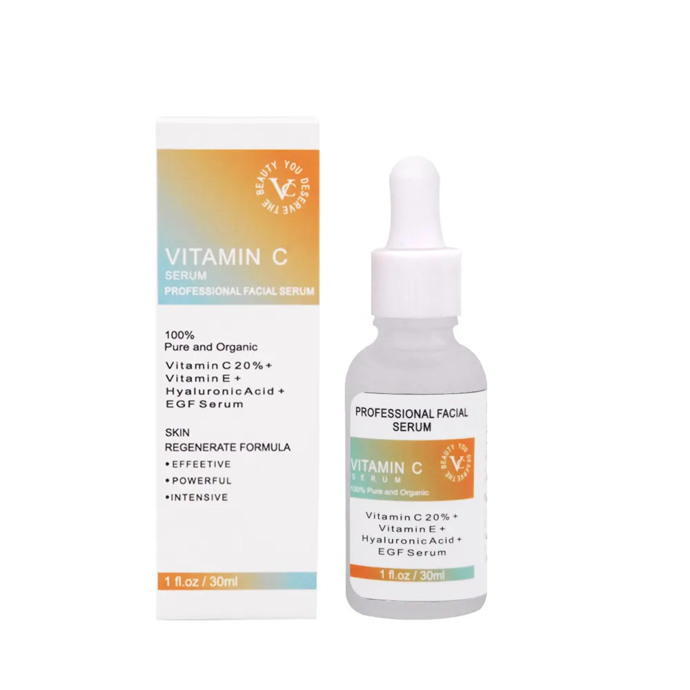 Pemutih wajah dengan perawatan kulit Anti Penuaan Label pribadi Serum Vitamin C wajah curah organik OEM kualitas tinggi grosir alami