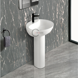 New Style Floor-Standing Ceramic Bathroom Wash <b>Basin</b> Modern Oval Washbasin with Overflow for Bathroom Vanity - Product Image 5