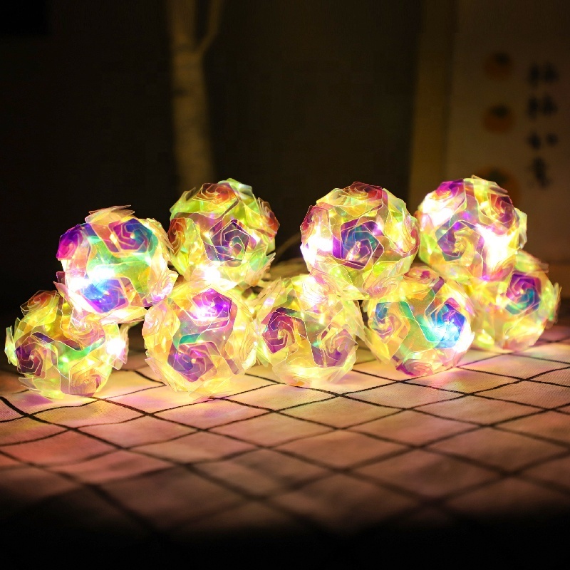 Hot Selling LED Dream Color Plastic Outdoor String Lights Battery Operated Rose Wind Car Bedroom Decoration Valentine's IP44