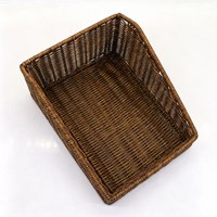 Panier tressé trapézoïdal en rotin robuste avec support en fer – Organisateur idéal pour tables basses, chambres, fournitures de bureau et petits objets