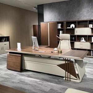 Modern Executive Large Office Table with <b>Drawers</b> Classy Office Furniture L Standing Standing <b>Desks</b> for Business <b>Desk</b> - Product Image 1