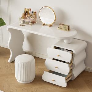 Meubles <span class=keywords><strong>de</strong></span> chambre à coucher pour femmes ensemble fournisseur crème moderne <span class=keywords><strong>3</strong></span> <span class=keywords><strong>tiroirs</strong></span> blanc maquillage vanité bureau chambre commode avec miroir - Product Image 3