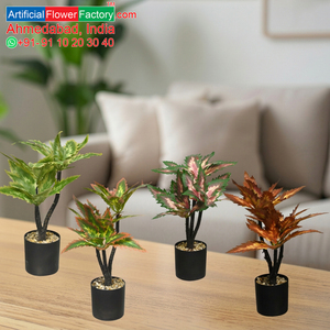Ensemble de plantes succulentes artificielles tropicales variegées en pot, décoration intérieure, bureau, table, idée cadeau, qualité supérieure - Product Image 6