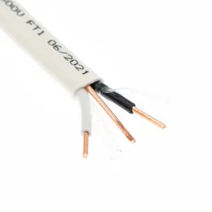 Cable de carcasa de nylon con tierra PVC nmd90 300V 142 AWG 2 núcleo cobre plano nmd90 Cable de construcción