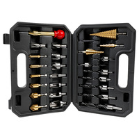 JUBOSHI – Kit de 26 forets à queue hexagonale, embouts coniques pour bois, poinçon de positionnement doré, outil de chanfreinage à cinq lames pour le travail du bois