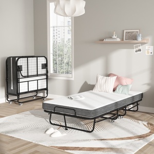 Fashion Portable Folding <strong>Bed</strong> <strong>Adjustable</strong> <strong>Single</strong> <strong>Bed</strong> with Wheels Metal Foldable <strong>Bed</strong> for Bedroom&amp;Office - Product Image 5