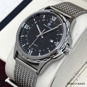 Reloj de pulsera de malla de acero para hombre, moderno, resistente al agua, de acero fino, reloj de cuarzo para negocios - Product Image 1