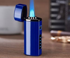 ไฟแช็คซิการ์แบบสามหัวพ่นไฟ พร้อมช่องเสียบ USB ชาร์จไฟได้ กันลม เติมบิวเทนได้ ผลิตจากโลหะผสมสังกะสี สำหรับซิการ์ รับทำโลโก้ตามสั่ง ขายส่ง - Product Image 2