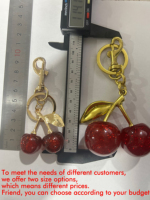 Superbe pendentif de sac pour femme en forme de cerise rouge cristalline, accessoire de haute qualité, porte-clés créatif