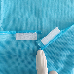 Manches longues couleur bleue tissu non tissé hôpital clinique à usage unique imperméable soins de santé vêtements de travail jetable isolation robe - Product Image 6